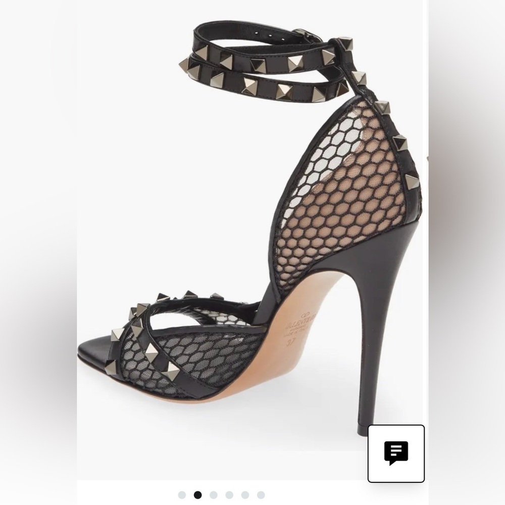 Valentino Garavani Black Mesh Studded Heels - Picture 2 of 15